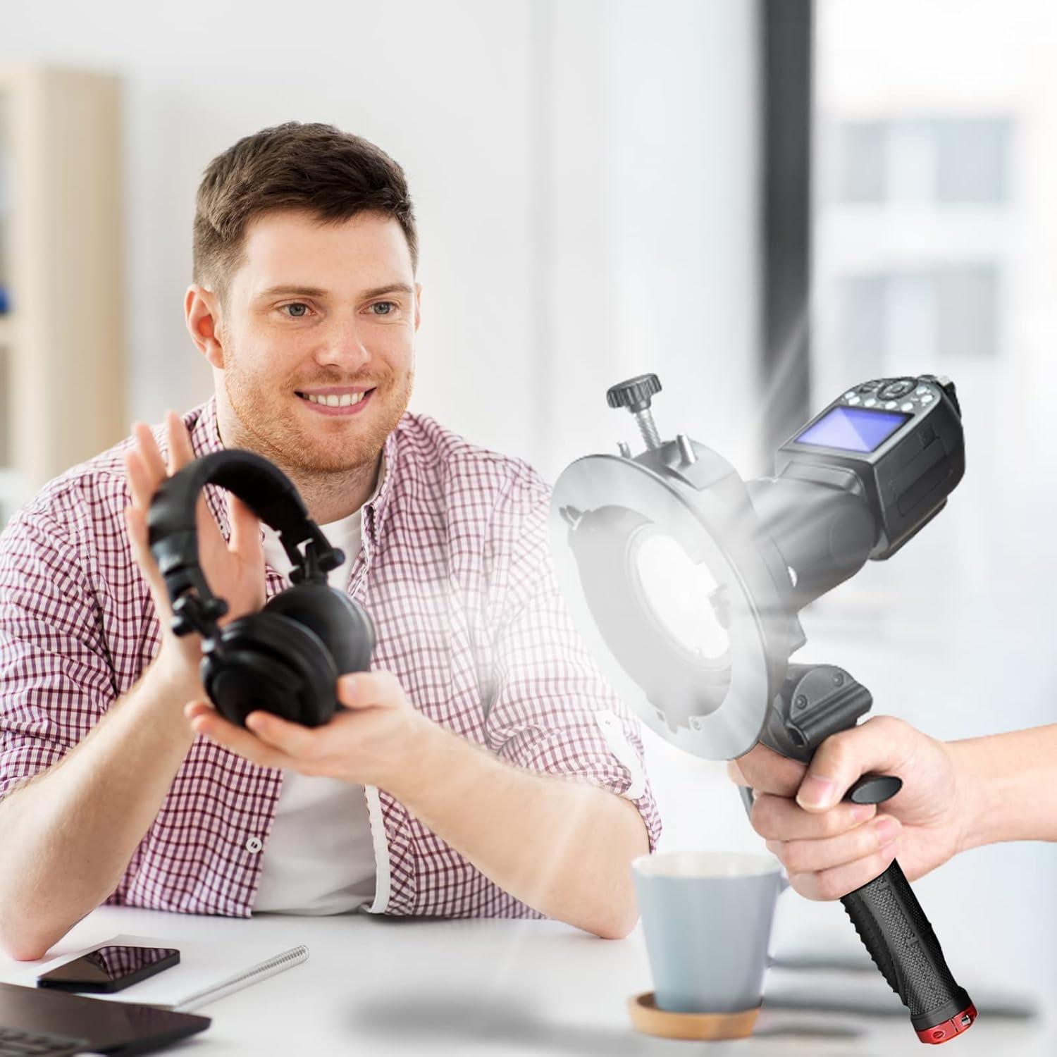 Godox S2-S Speedlite Bracket with Handle for Godox AD200Pro, AD200, AD400Pro, for V1 VPro V100 Round Head Speedlite, V860II / TT685 / TT350 Series, Updated Version Bowens Mount Holder