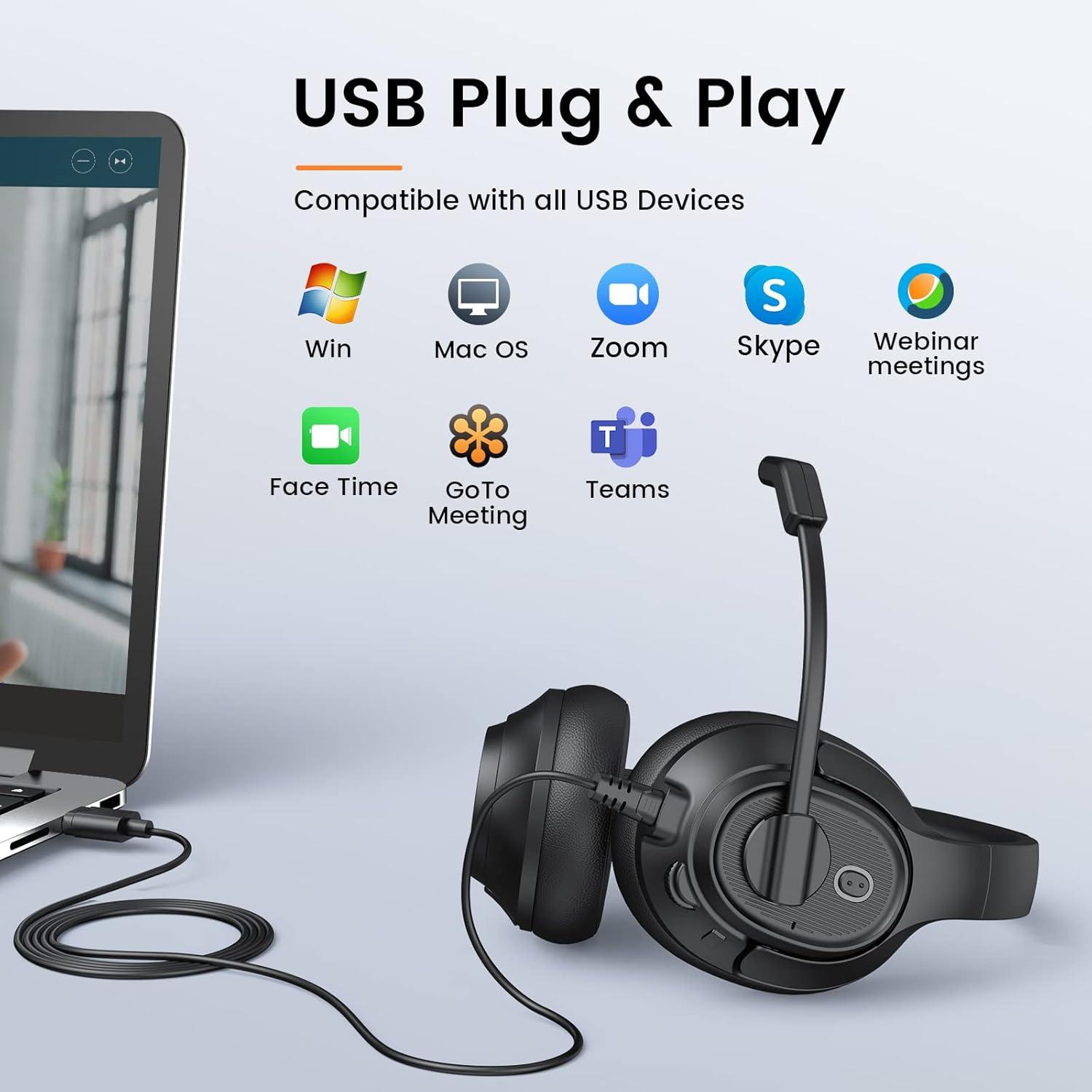 Auriculares EKSA H2 con micrófono USB y cancelación de ruido