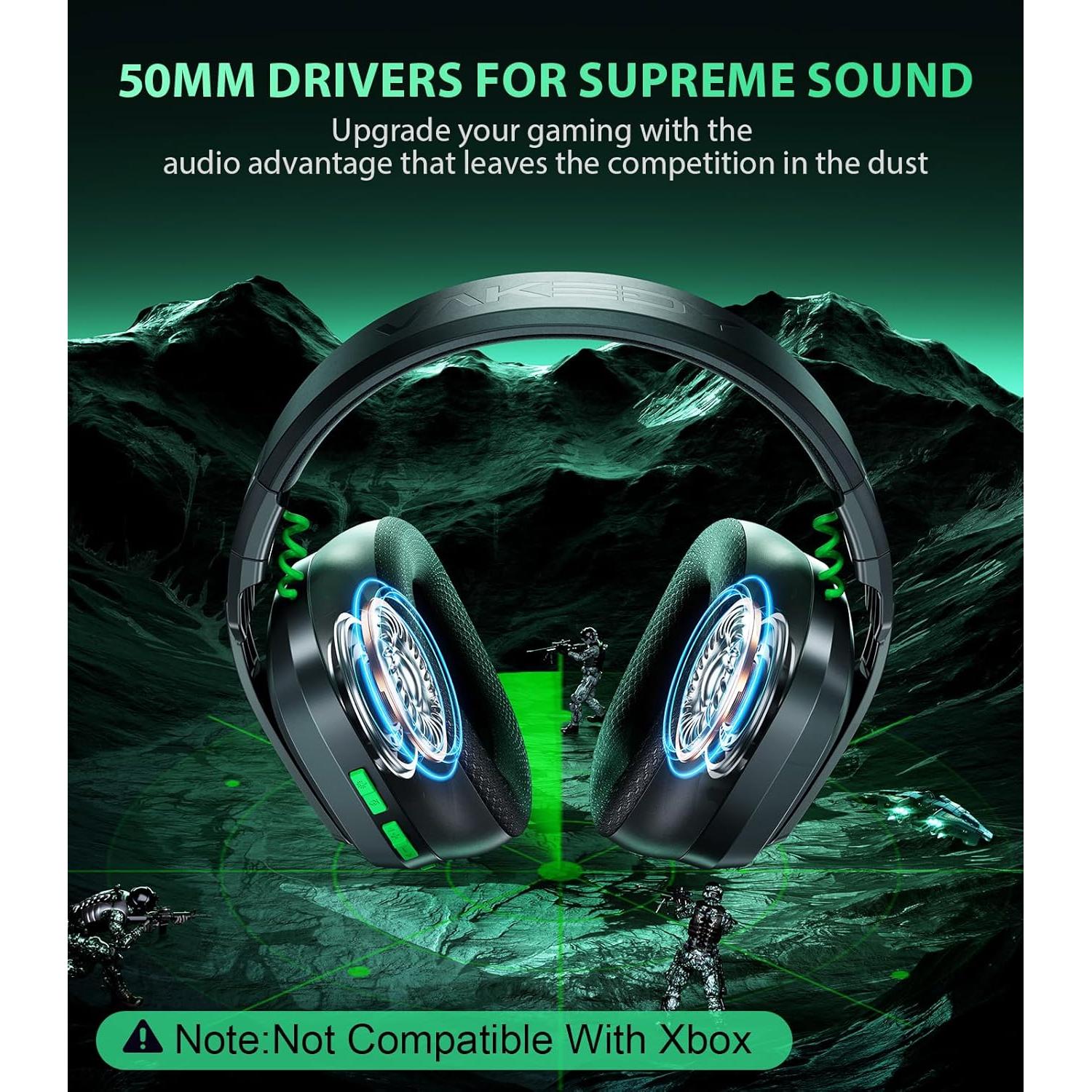 Auriculares Gaming Inalámbricos Vakedy HW11 Bluetooth 5.3 Negro