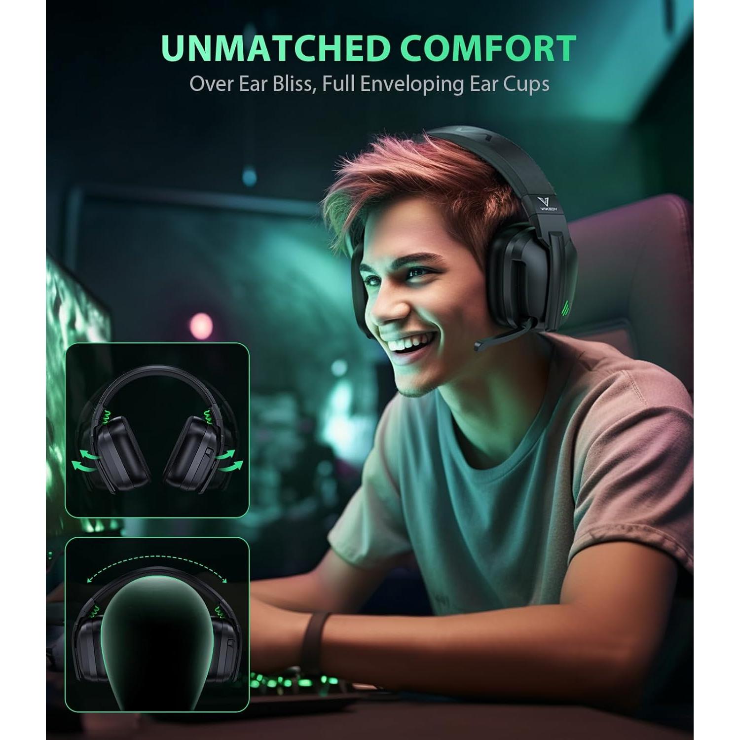 Auriculares Gaming Inalámbricos Vakedy HW11 Bluetooth 5.3 Negro