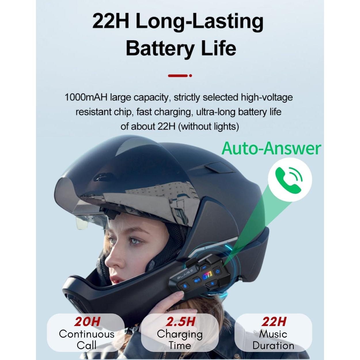 Auricular Bluetooth Logto GT1 Intercomunicador Motocicleta IPX6