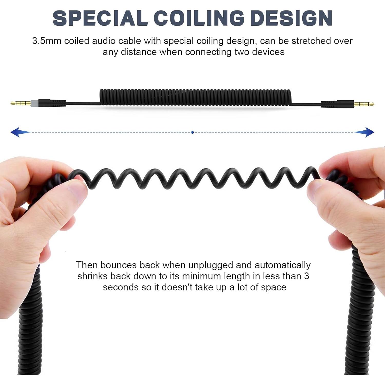 Cable de Audio AUX Enrollado 3.5mm Saipomor para HyperX