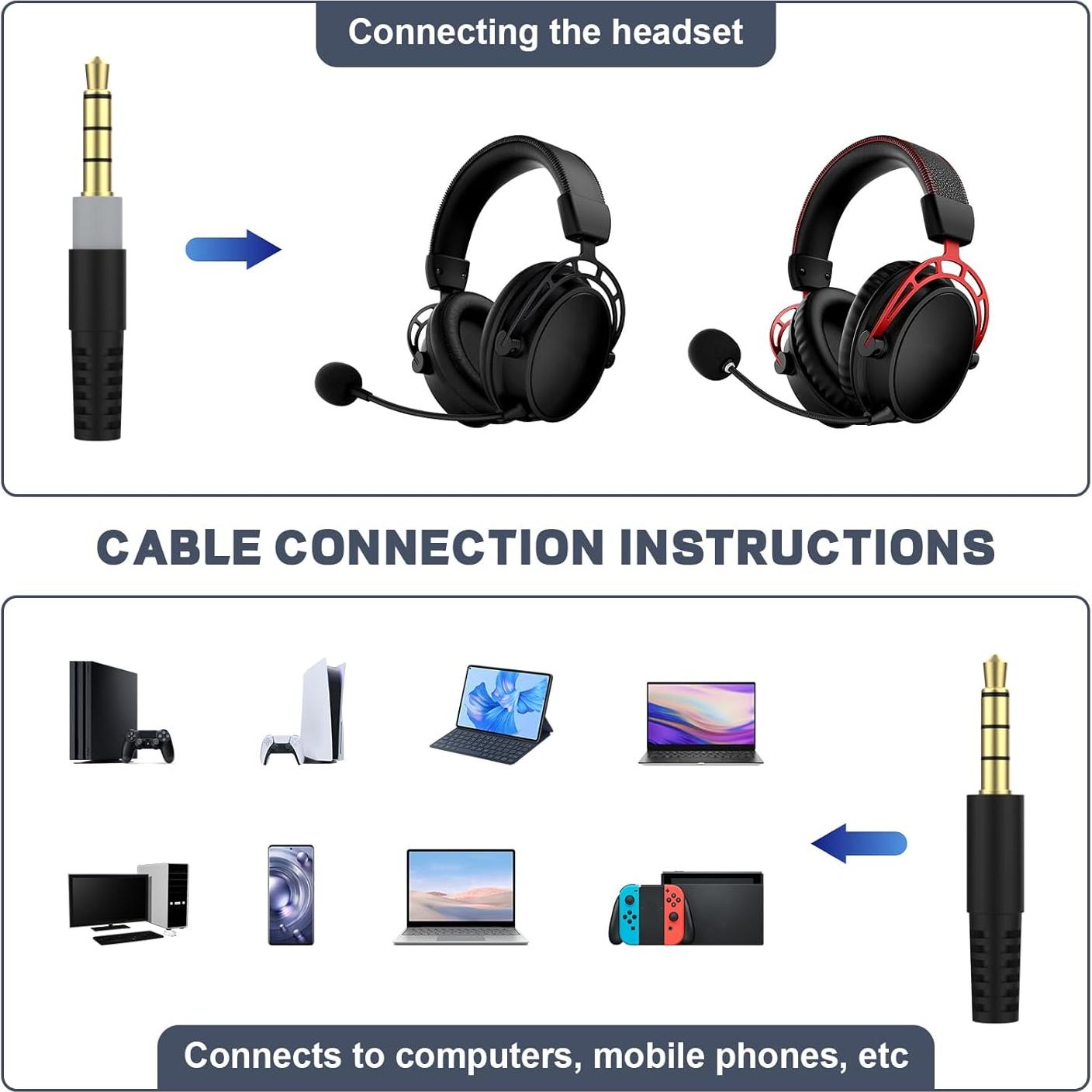 Cable de Audio AUX Enrollado 3.5mm Saipomor para HyperX