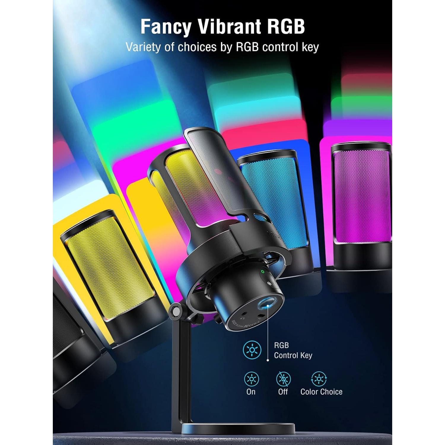 Micrófono USB FIFINE para Gaming + Auriculares Over-Ear 3.5mm