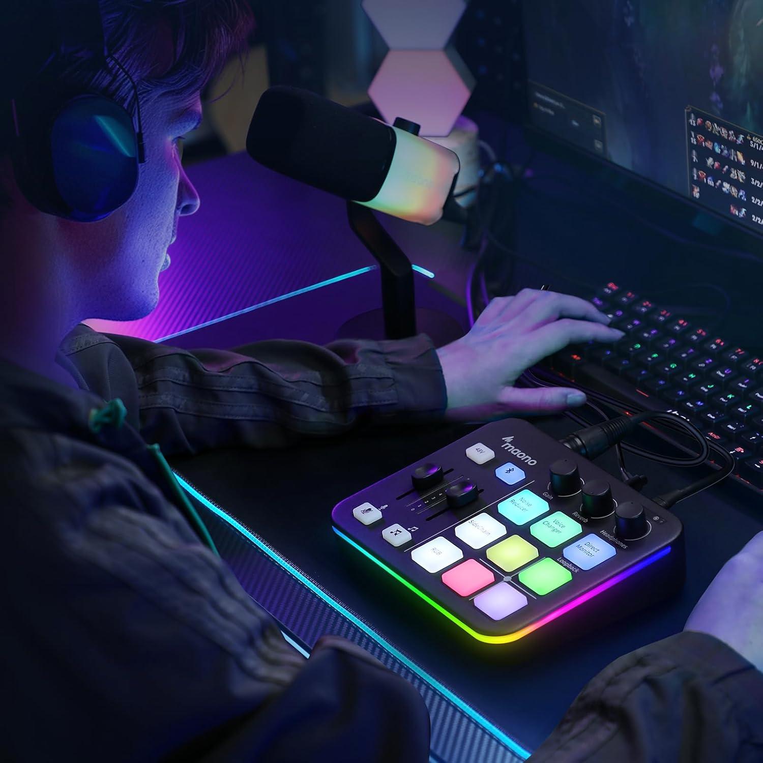 Micrófono Dinámico USB MAONO PD200X con Mezclador para Streaming