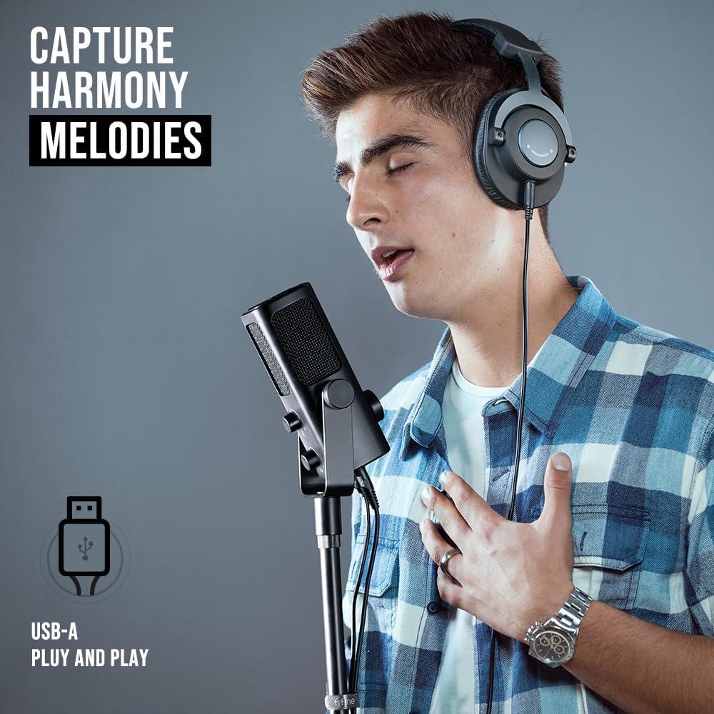 Micrófono de Condensador USB FIFINE con Auriculares de Estudio