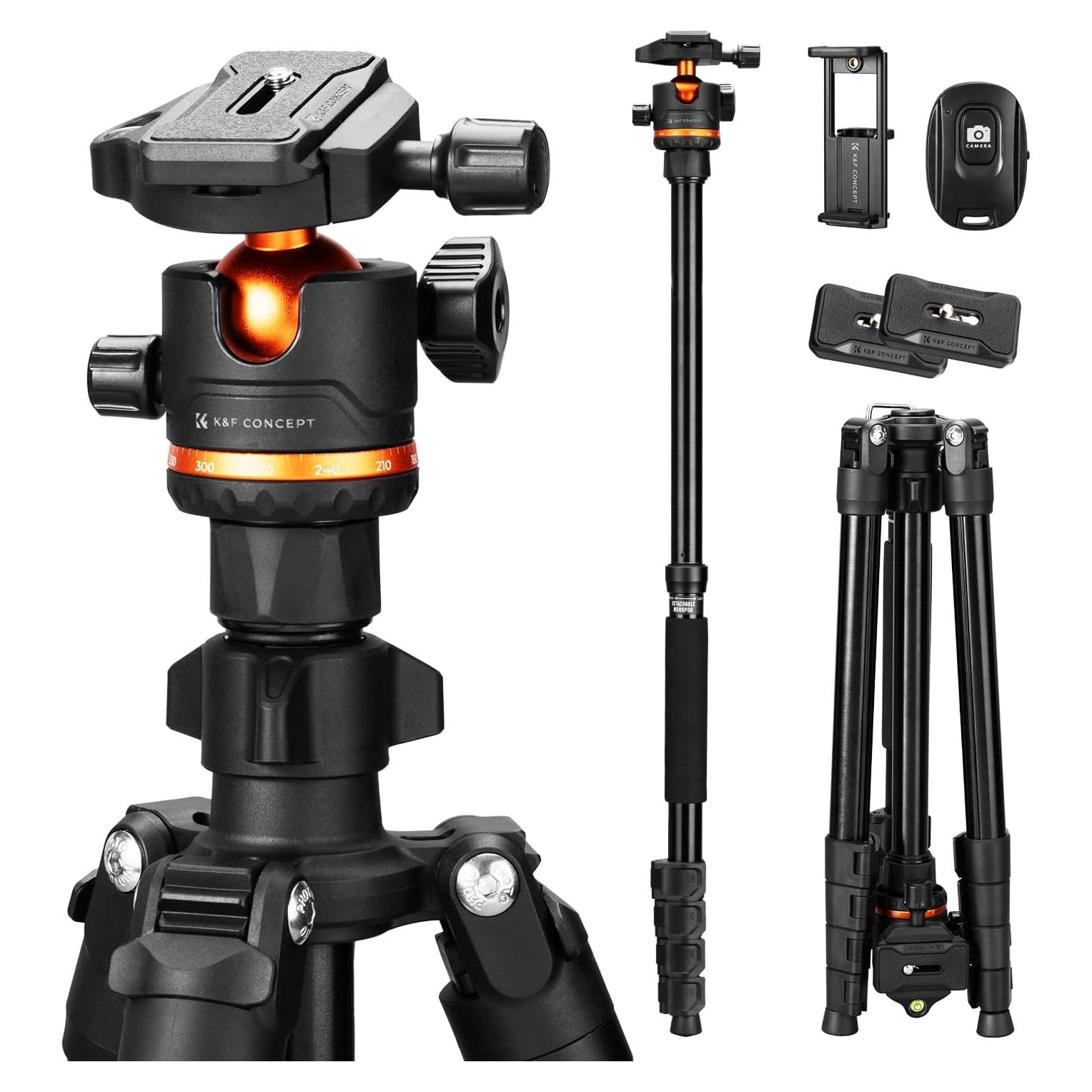 Trípode K&F Concept 193 cm para Cámara y Smartphone, 7.98 kg