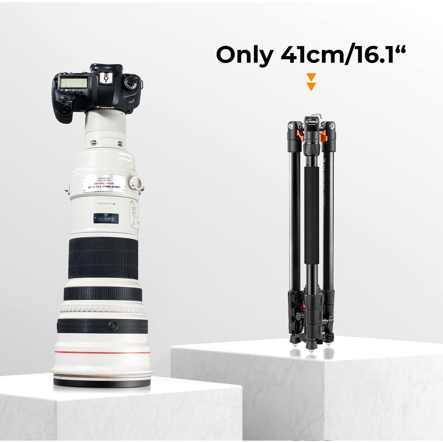 K&F Concept 62 inch DSLR Camera Tripod,Lightweight and Compact Aluminum Detachable Monopod Tripod with 360 Panorama Ball Head Quick Release Plate for Travel and Work K254A1+BH-28L (SA254M1)