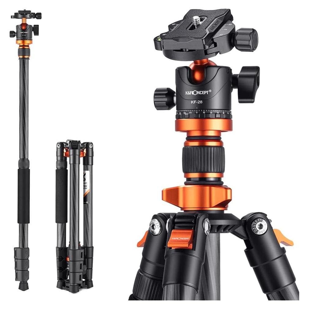 Trípode K&F Concept 160 cm Fibra de Carbono 10kg Monopie