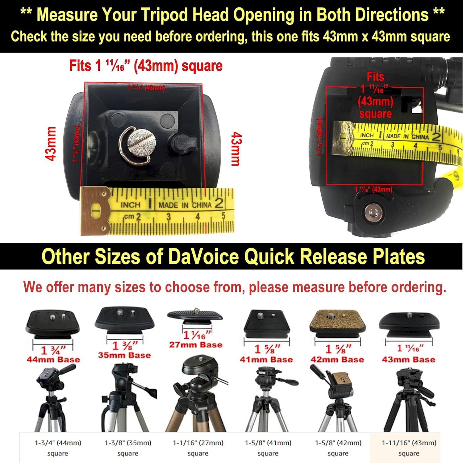 Placa de liberación rápida DaVoice 43mm para trípode