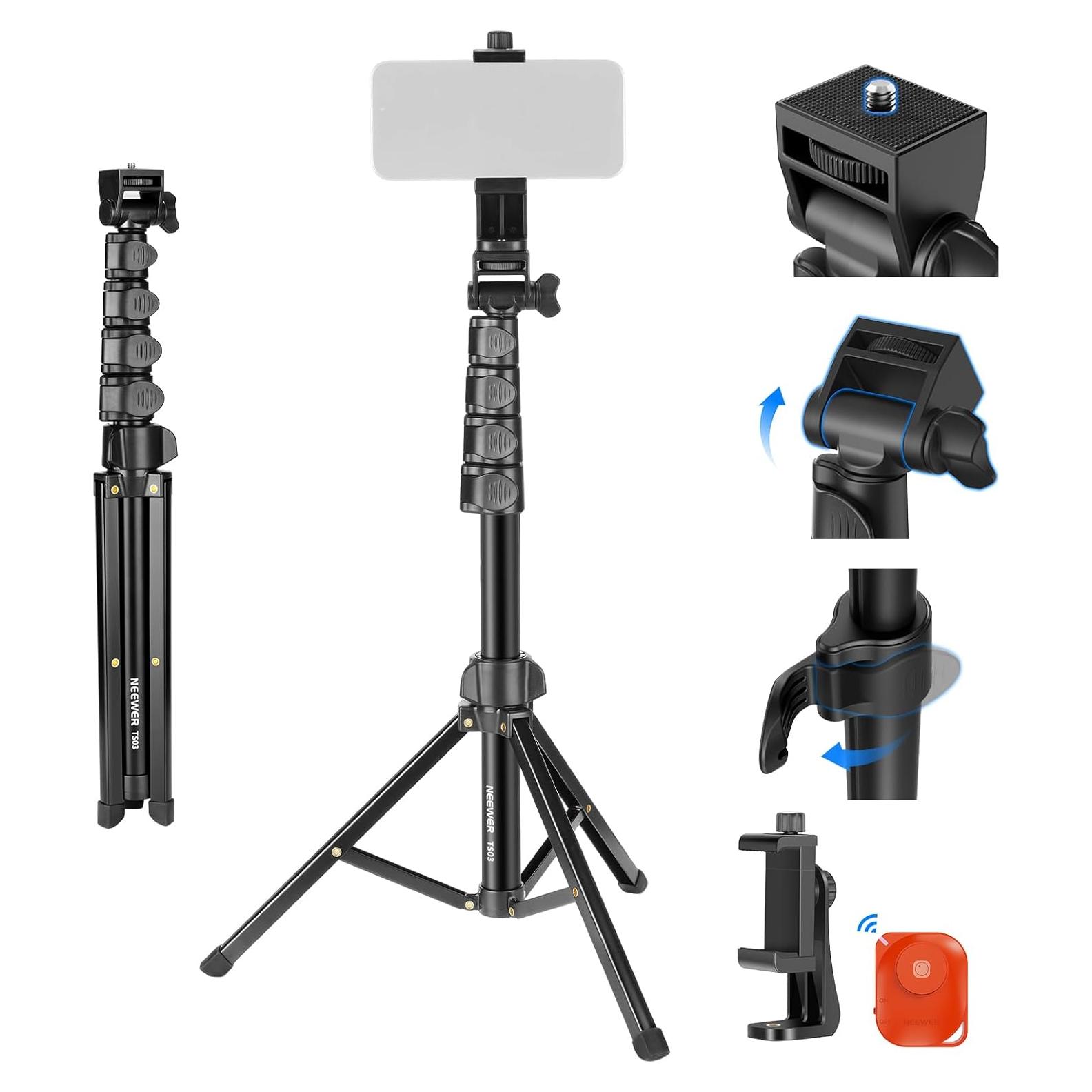 Trípode NEEWER para Teléfono y Cámara 167.64 cm con Control Remoto