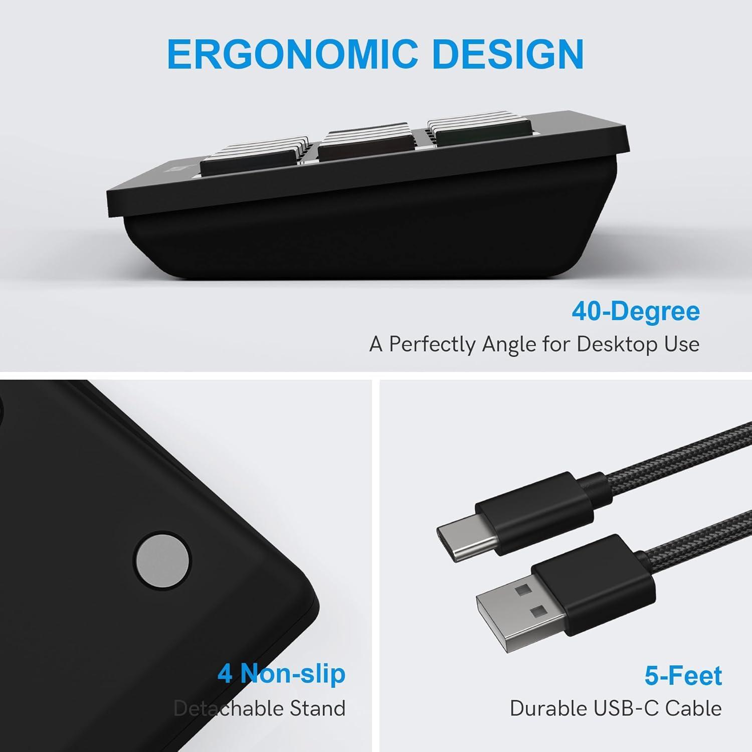 D15 Stream Controller, Production Console for Livestream Audio Video Design, 15 Custom Macro LCD Keys, 1 Side Info Screen Display, Trigger Actions in OBS Studio Streamlabs Twitch YouTube, Black