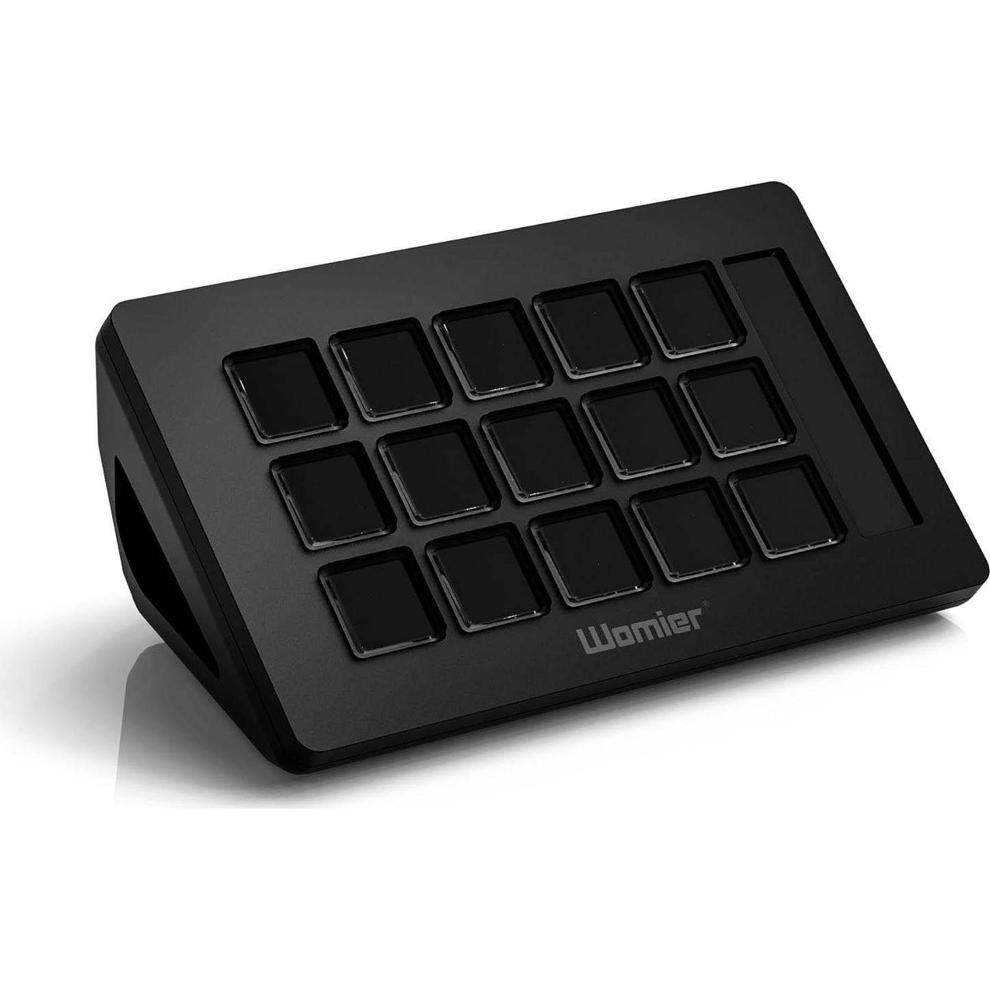 D15 Stream Controller, Production Console for Livestream Audio Video Design, 15 Custom Macro LCD Keys, 1 Side Info Screen Display, Trigger Actions in OBS Studio Streamlabs Twitch YouTube, Black