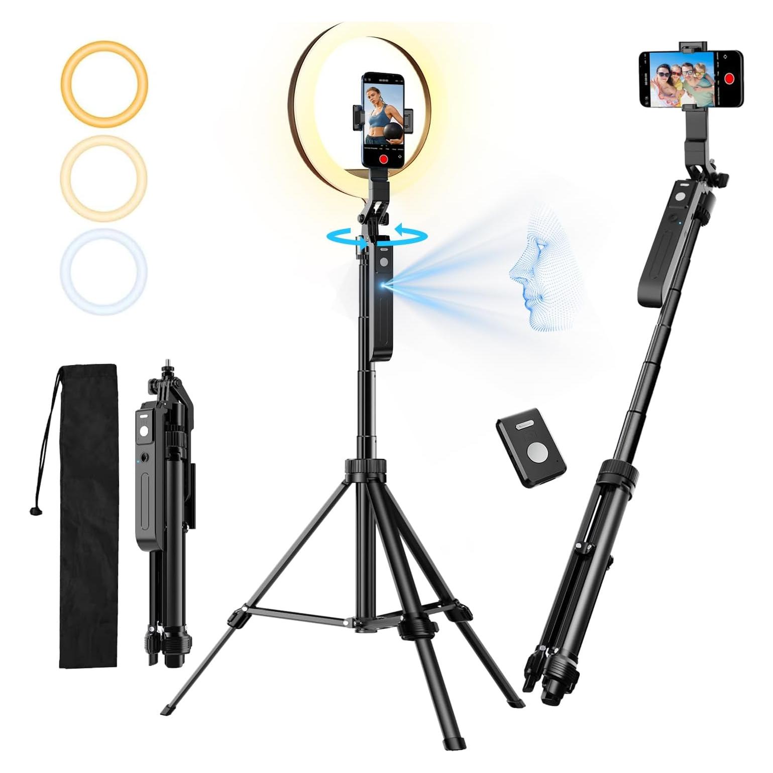 Trípode Inteligente yAyusi con Luz Anular 10" y Seguimiento AI