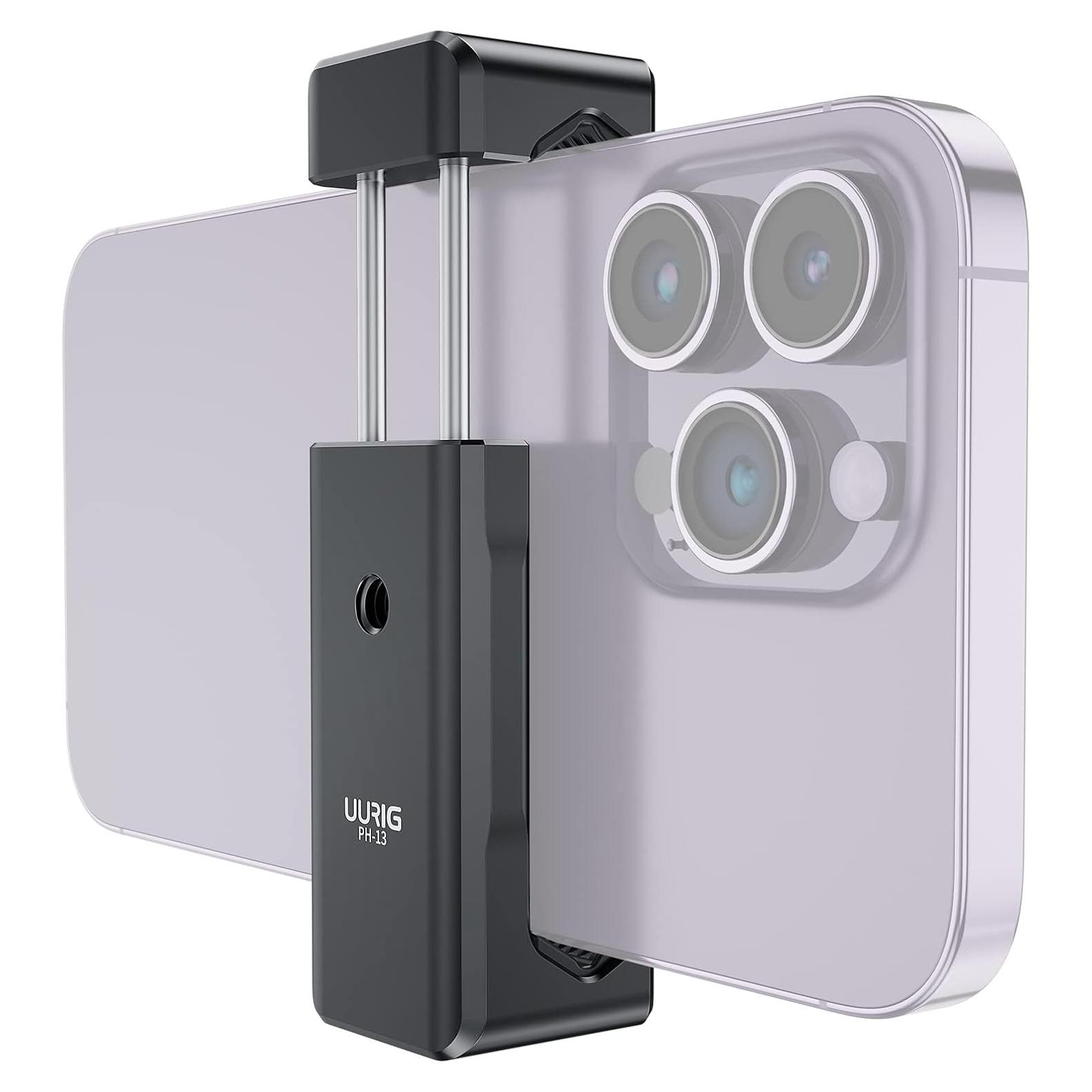 Soporte de trípode UURIG para teléfono metálico con 2 zapatas frías