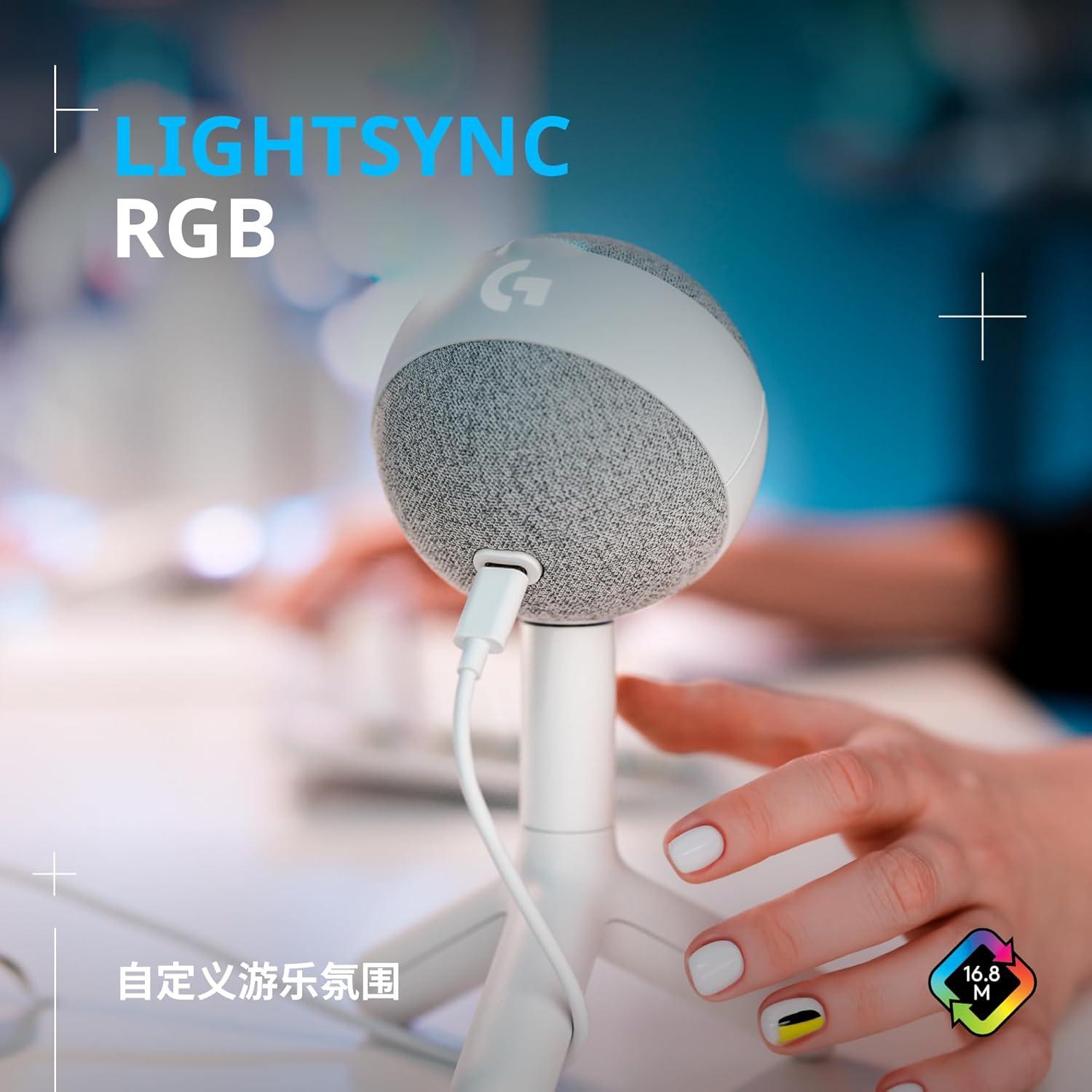 Micrófono de Condensador Logitech G Yeti Orb RGB para Juegos - Blanco