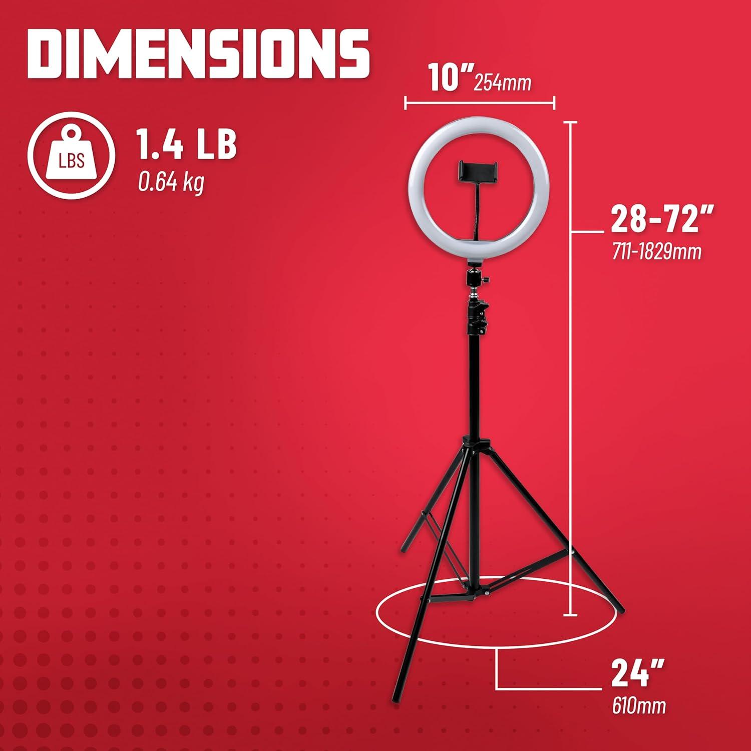 Luz de Anillo LED 10" Gator Frameworks con Trípode 1.8m