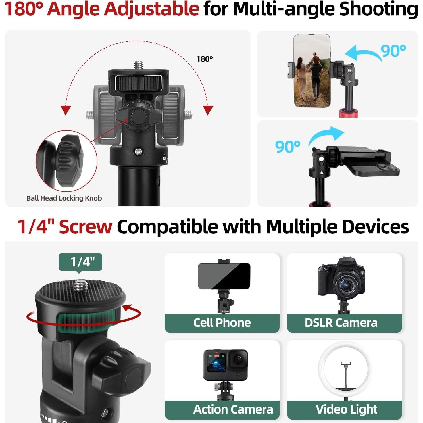 Trípode Extensible JEBUTU para Teléfono y Cámara, 0.72 kg