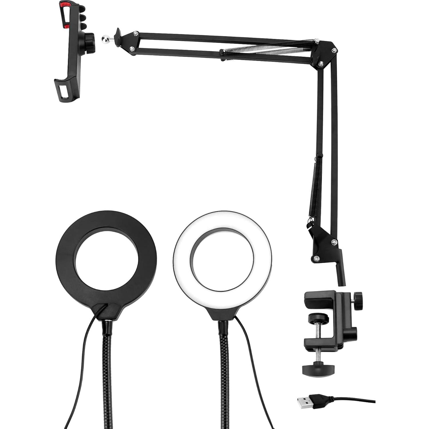 Soporte de Cámara de Techo QWORK con Luz de Anillo 15.24 cm