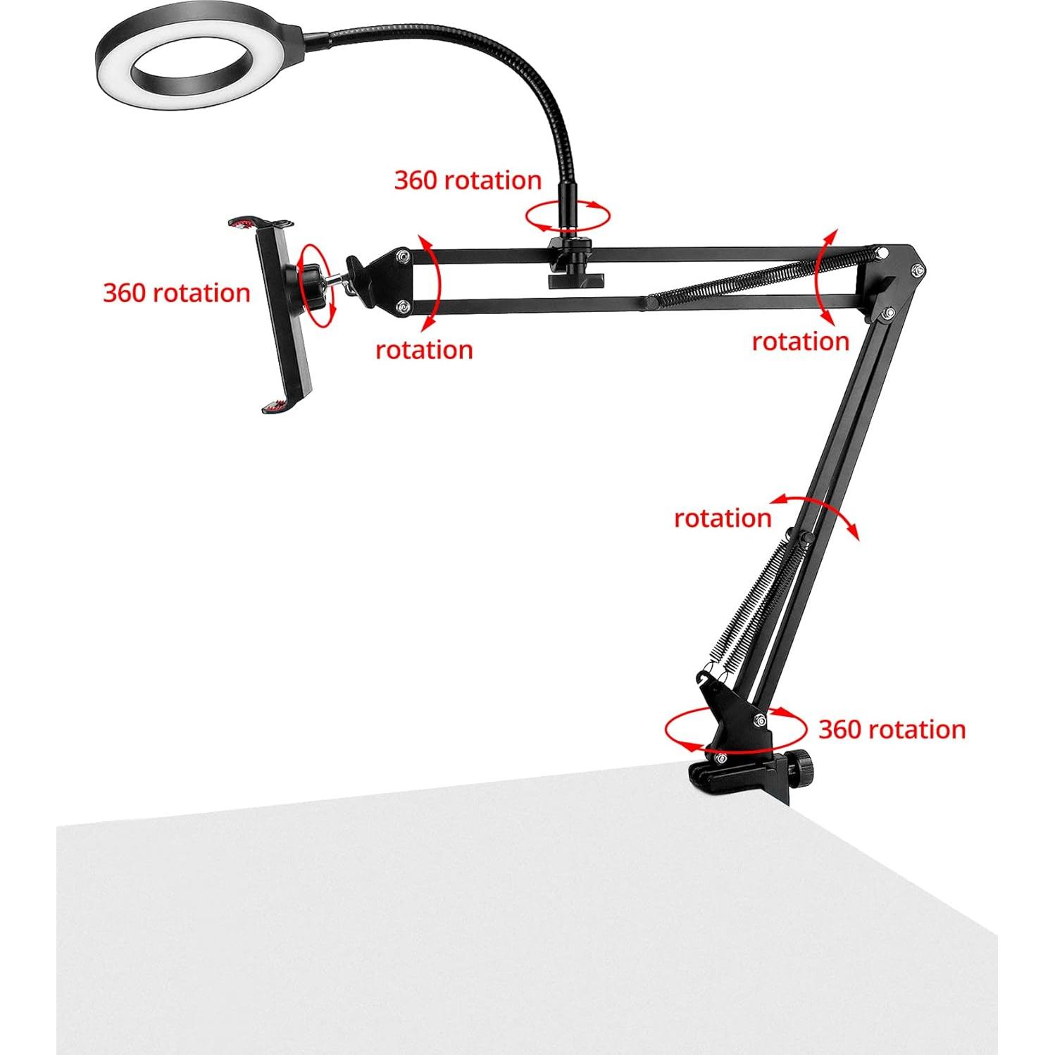 Soporte de Cámara de Techo QWORK con Luz de Anillo 15.24 cm