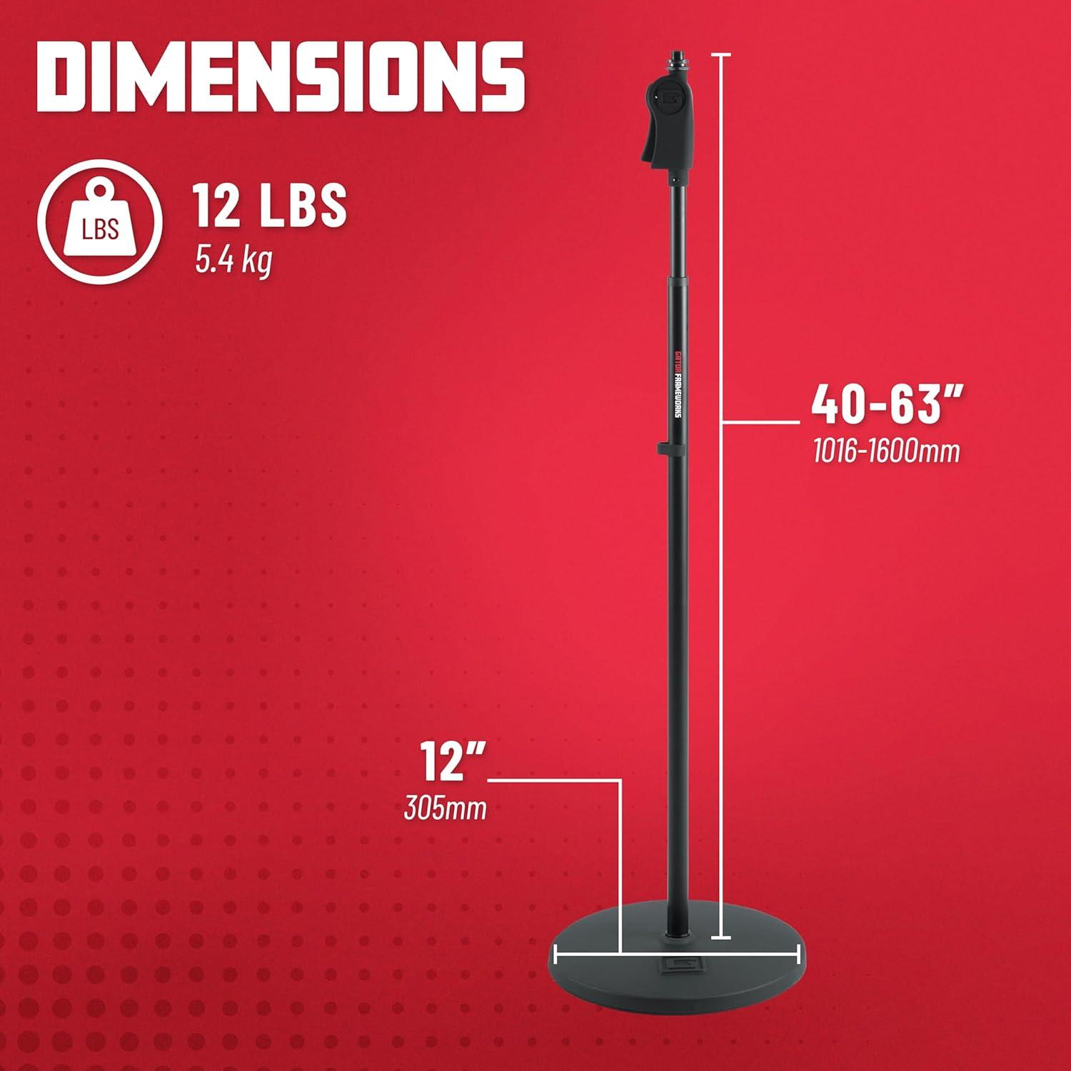 Soporte de Micrófono Gator Frameworks con Base Ponderada 30.5 cm