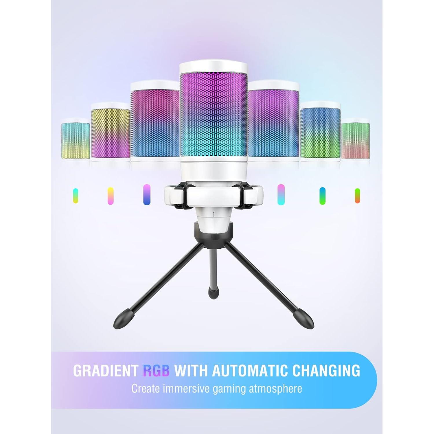 Micrófono Gaming USB FIFINE A6W+CS1W con Brazo Ajustable y Filtro Antipop