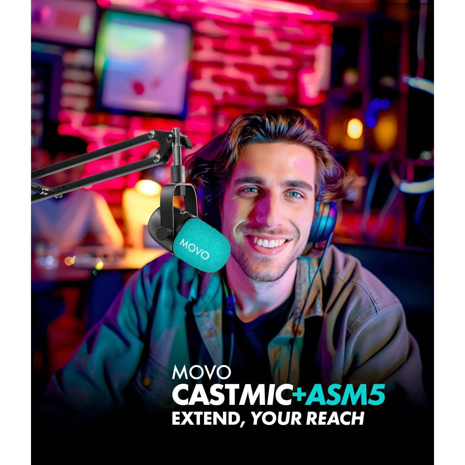 Paquete de 2 Micrófonos Dinámicos XLR Movo CastMic con Brazo