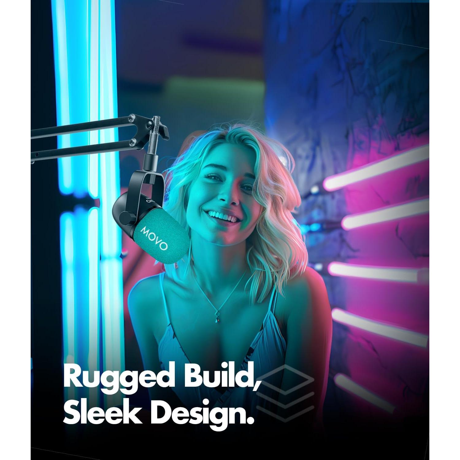 Paquete de 2 Micrófonos Dinámicos XLR Movo CastMic con Brazo