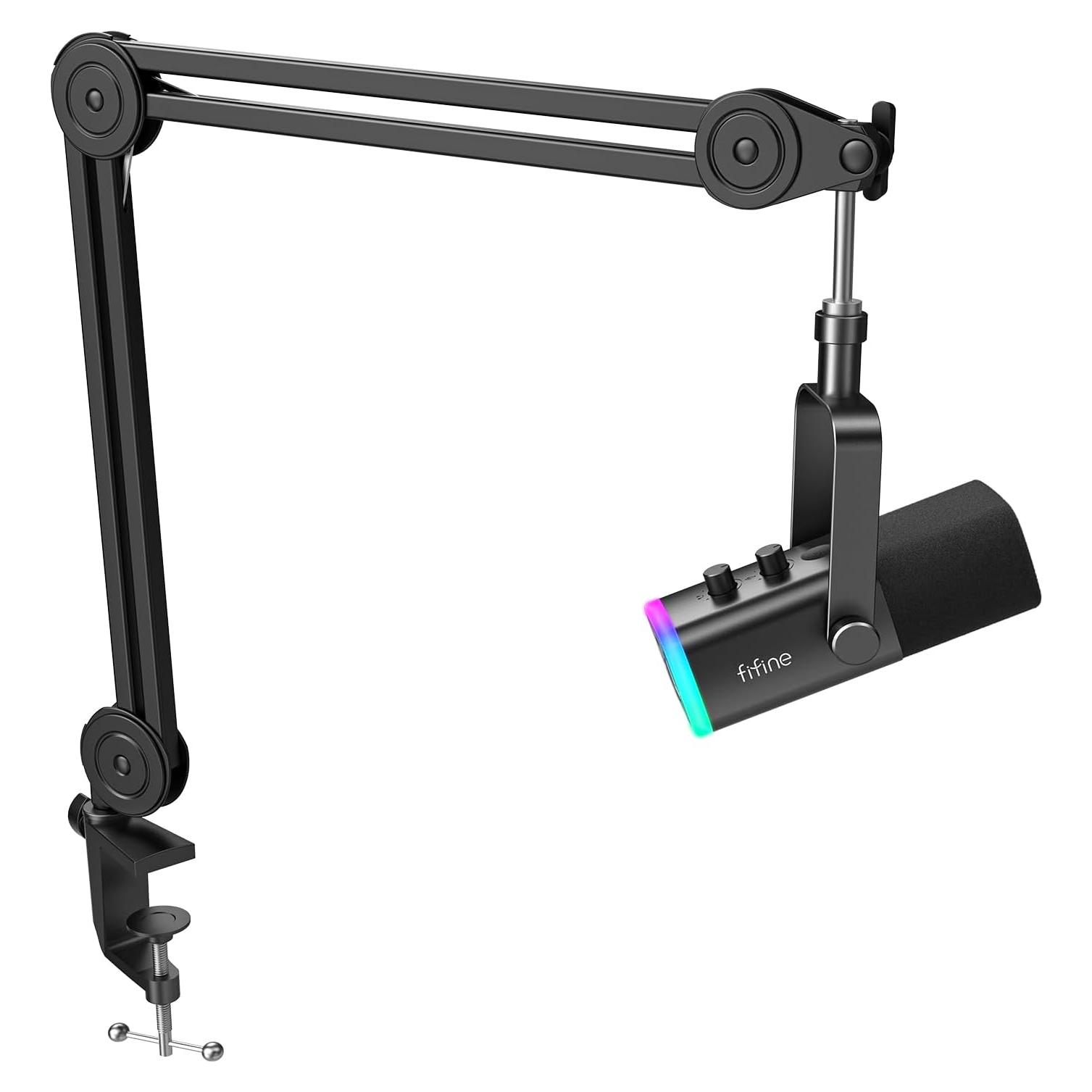 Micrófono XLR/USB FIFINE AM8+BM63 con Brazo Soporte y Luz RGB