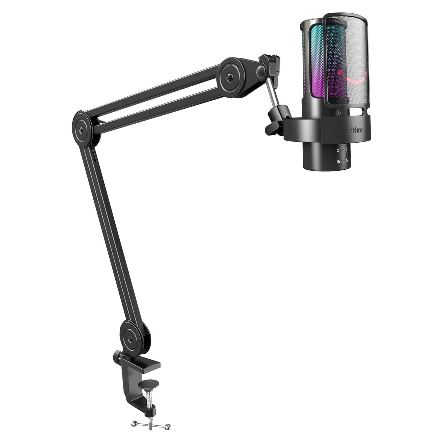 Micrófono USB FIFINE A8Plus+BM63 con Brazo Soporte y Control RGB