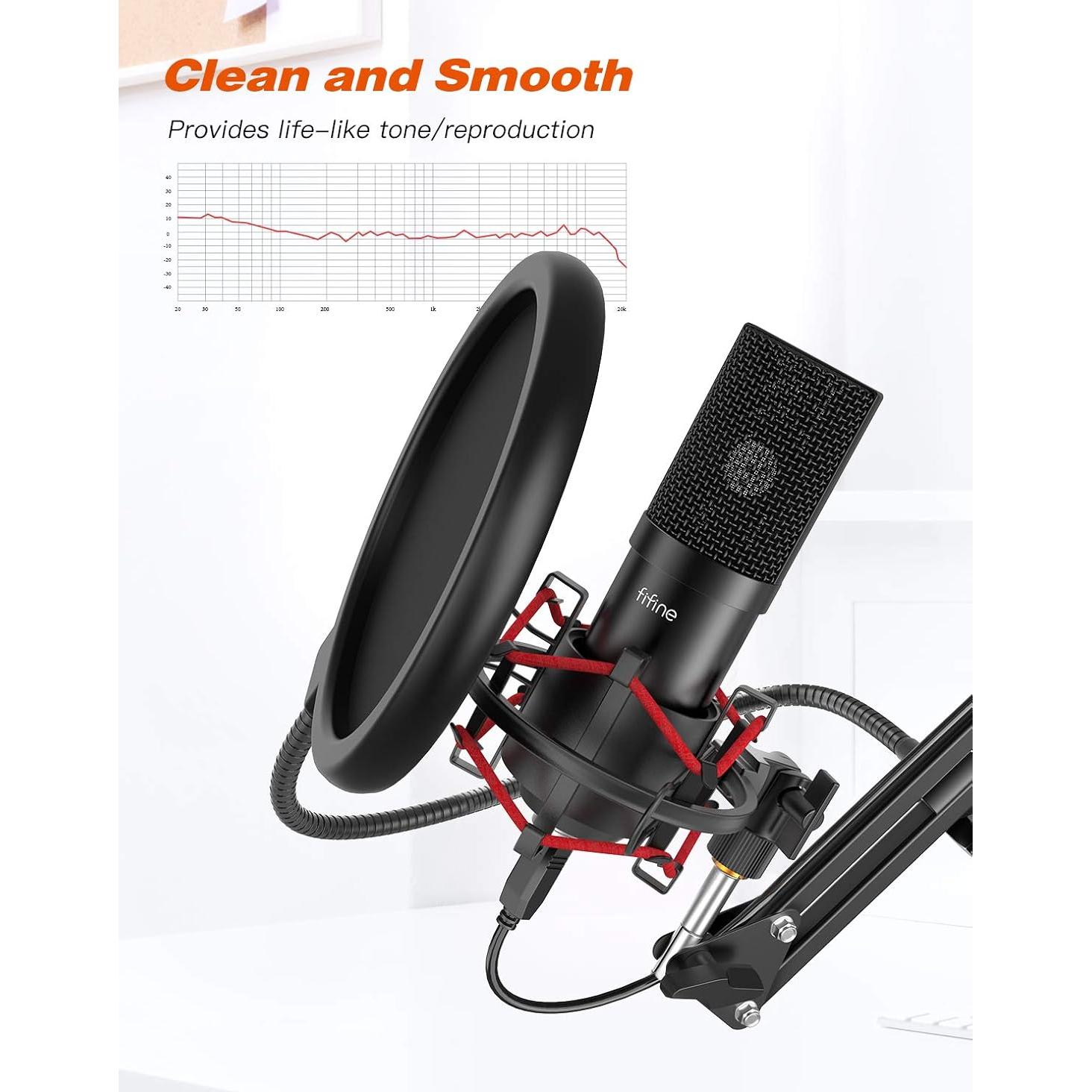 Micrófono USB FIFINE T732+K668 con Soporte y Filtro Antipop