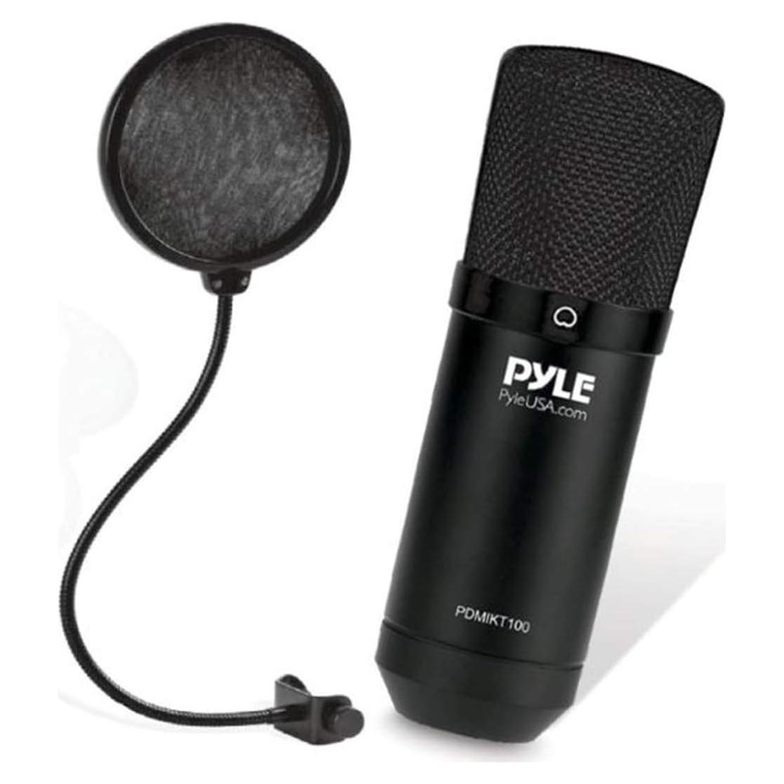 Micrófono USB Pyle PDT100 Cardioide con Soporte y Filtro Pop