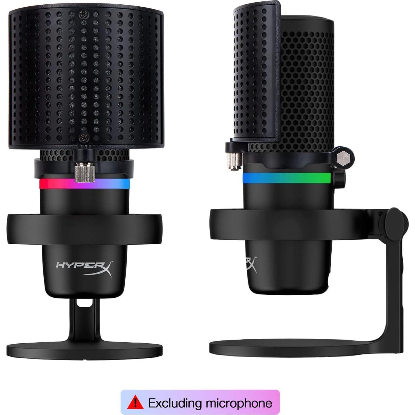 SUNMON Mic Pop Filter Windsrceen,Compatible with HyperX QuadCast2, Double Layered Wind Pop Screen with Flexible 360° Gooseneck Clip Stabilizing Arm