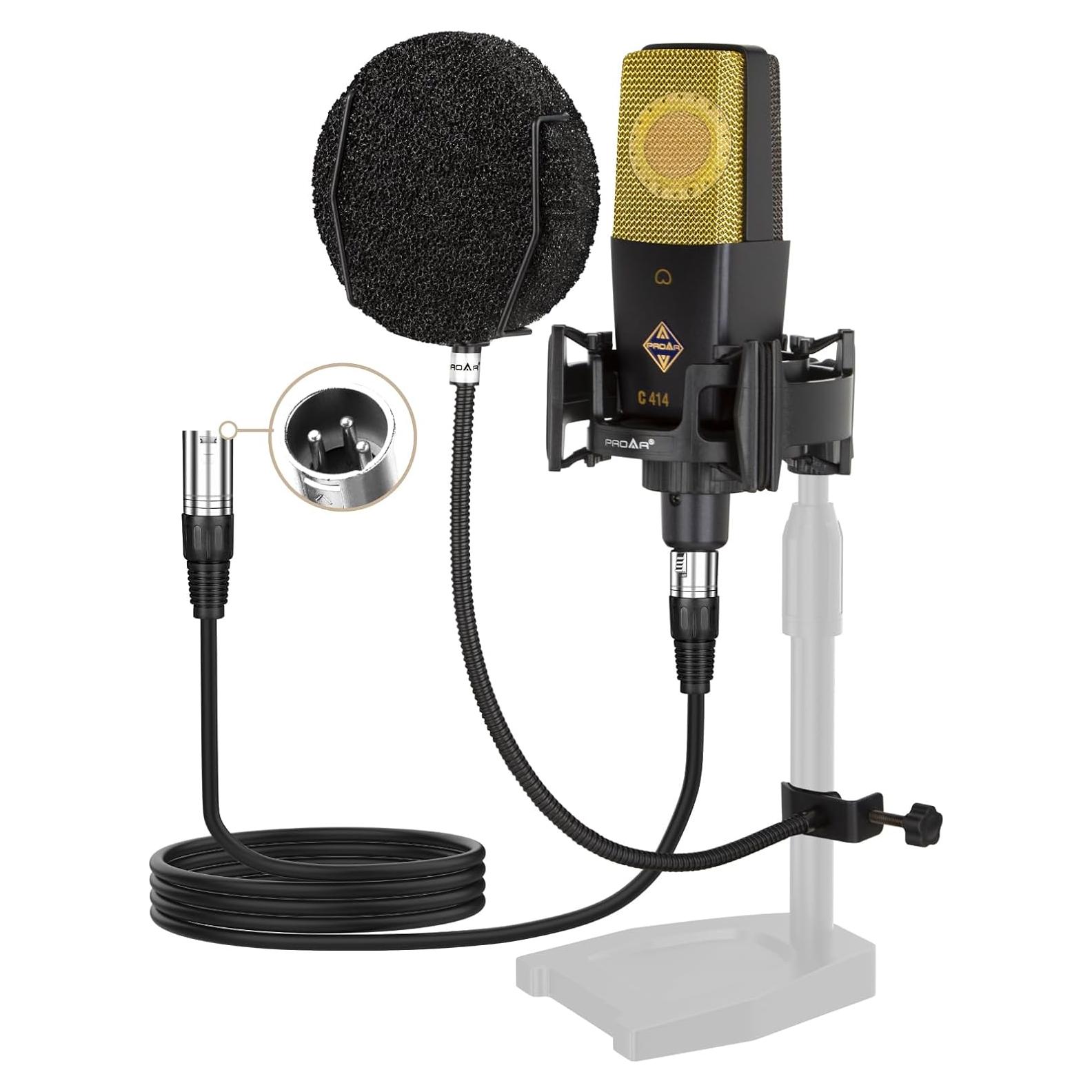 Micrófono de Estudio PROAR C414 XLR 25mm Cardioide para PC