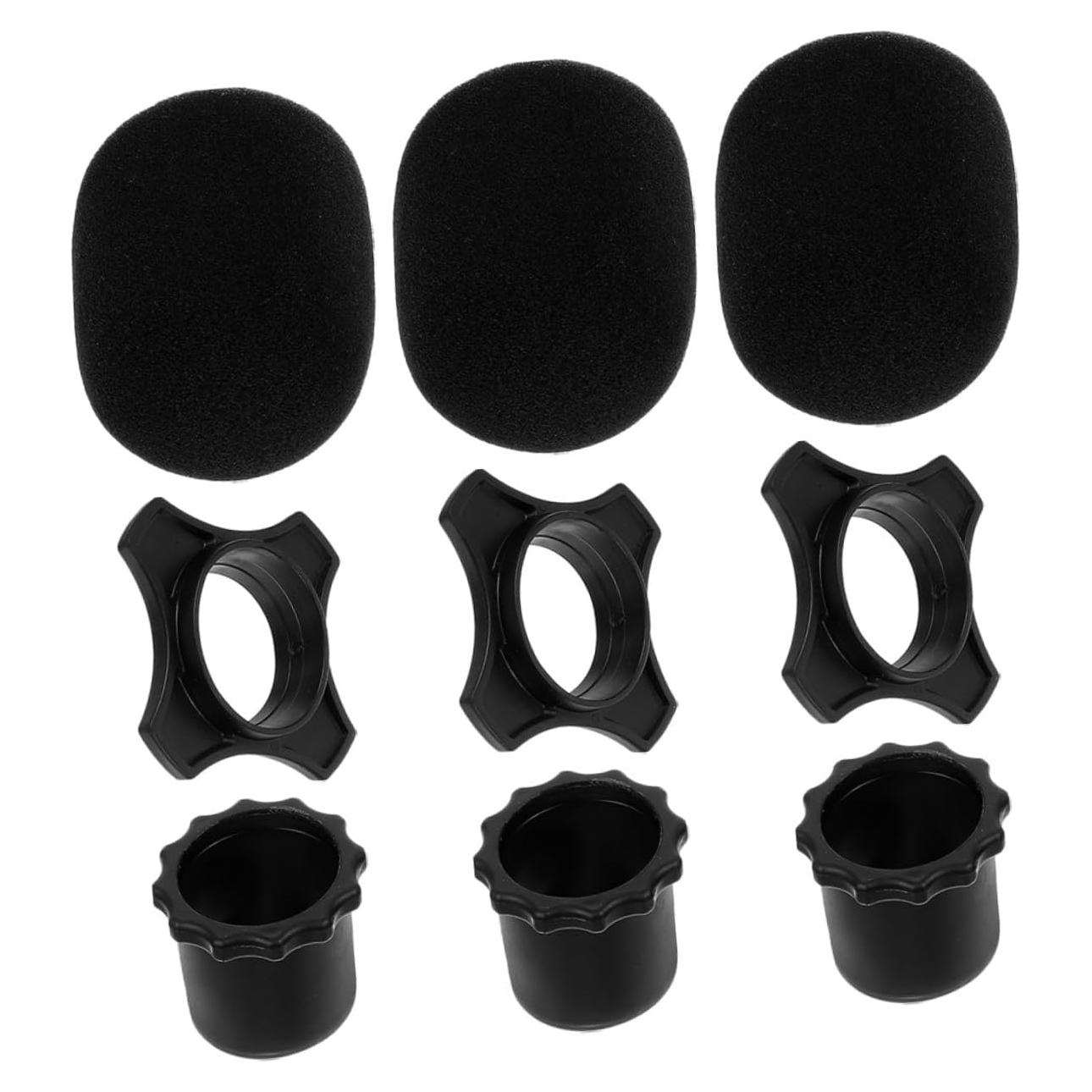 3 Fundas Protectores de Micrófono de Esponja Negras HZ23GVI