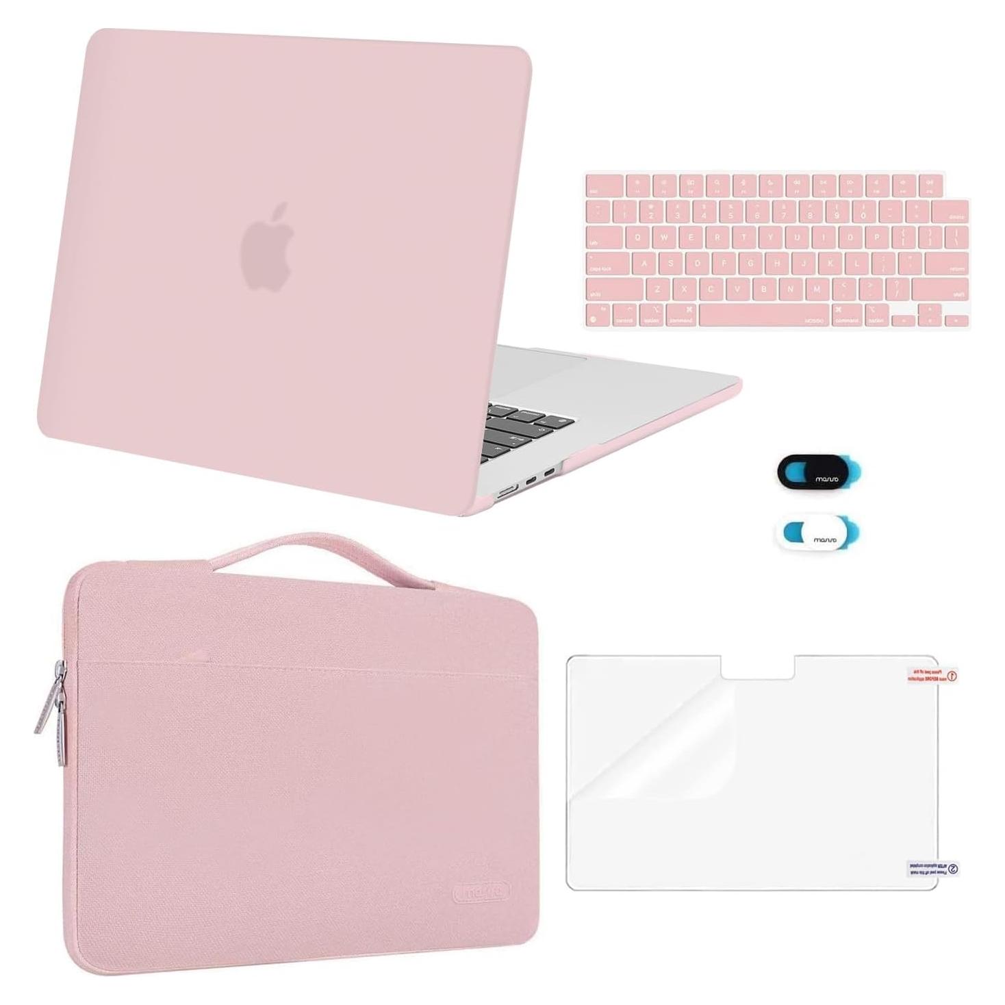 Funda Dura Mosiso para MacBook Air 15" M4 M3 M2 Rosa Bebé