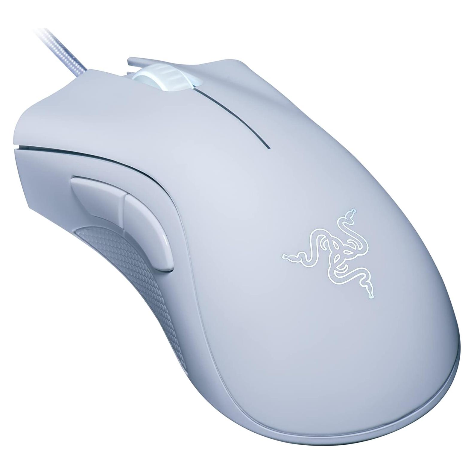 Razer DeathAdder Essential Gaming Mouse: 6400 DPI Optical Sensor - 5 Programmable Buttons - Mechanical Switches - Rubber Side Grips - Mercury White
