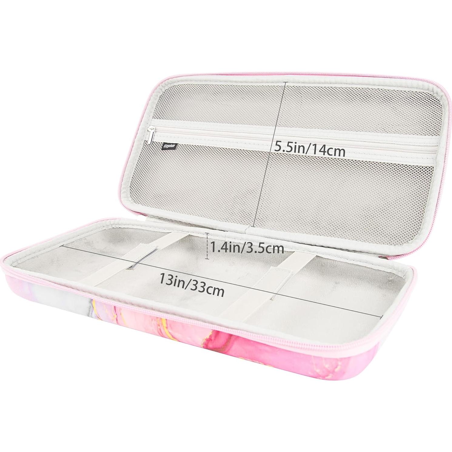 Hard Shell Travel Bag, 75% Keyboard Case Compatible with Keychron K2,Melgeek,Logitech POP Keys Mechanical,MX Mechanical Mini Wireless Keyboard,84 Key Wireless Portable Keyboard-Pink contrast