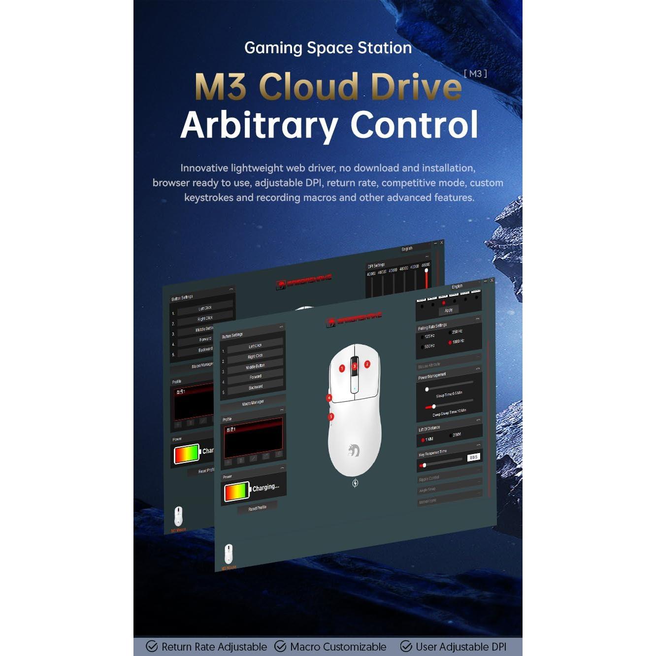 Ratón Inalámbrico MAMBASNAKE M3 para Juegos 39g 40K DPI