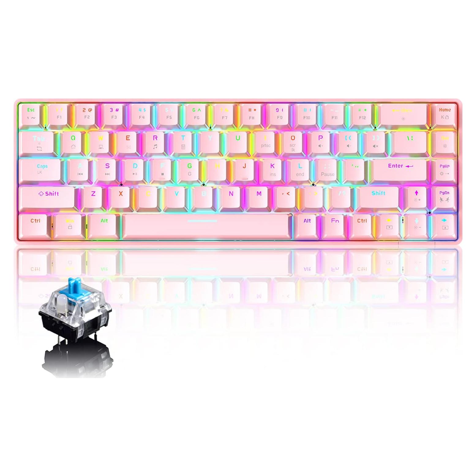 Combo Teclado Mecánico Gaming y Ratón LexonElec 68 Teclas RGB