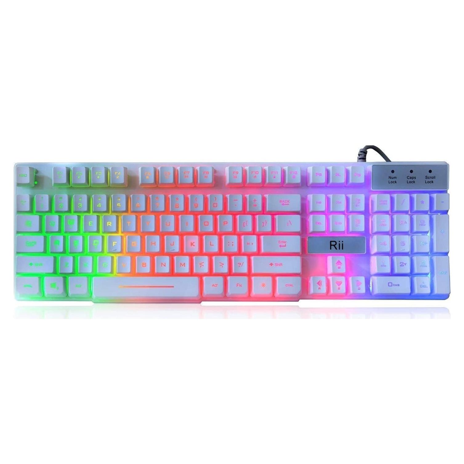 Teclado Gaming Rii RK100+ Blanco USB Retroiluminación LED