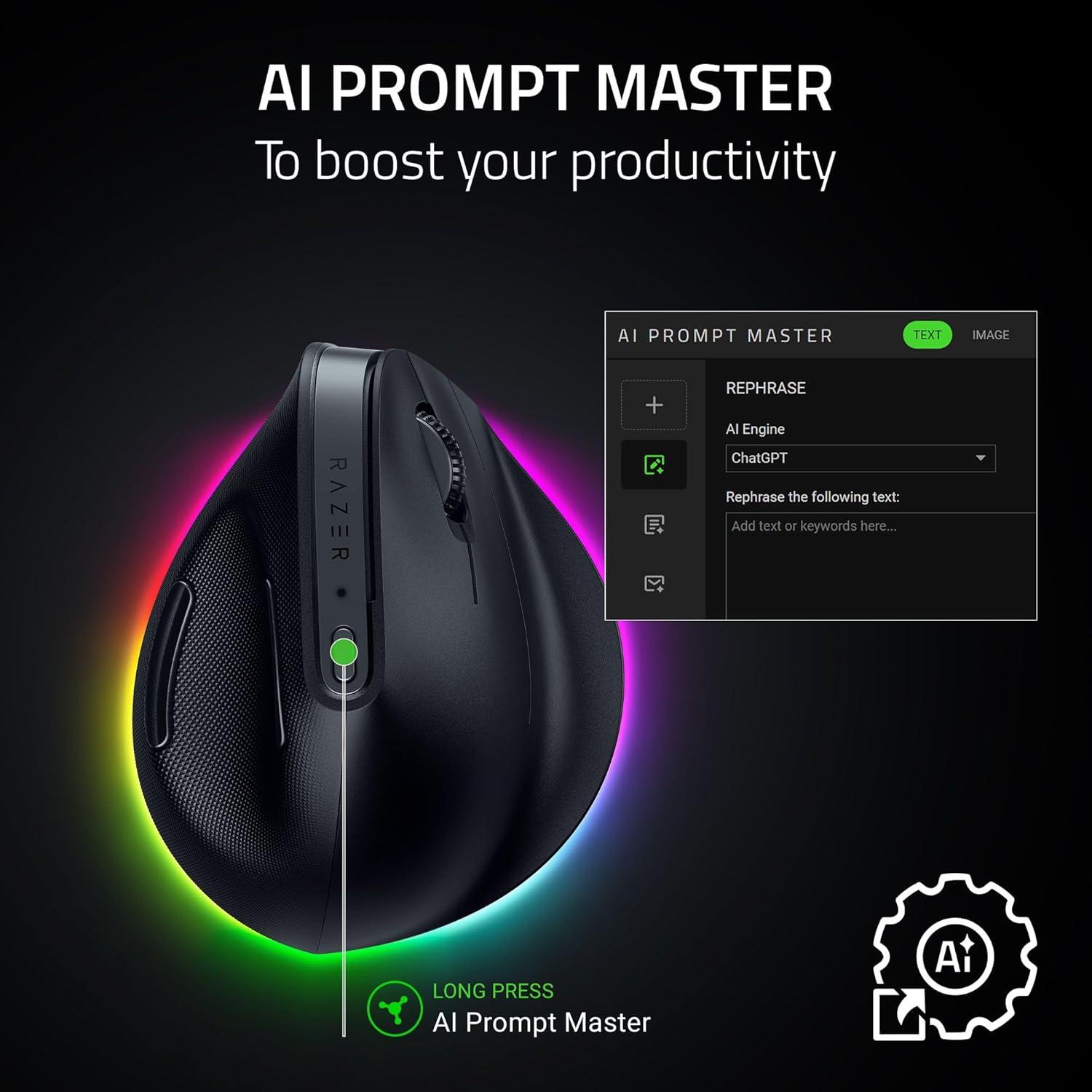 Razer Pro Click V2 Ratón Vertical Inalámbrico Ergonómico 6 Botones