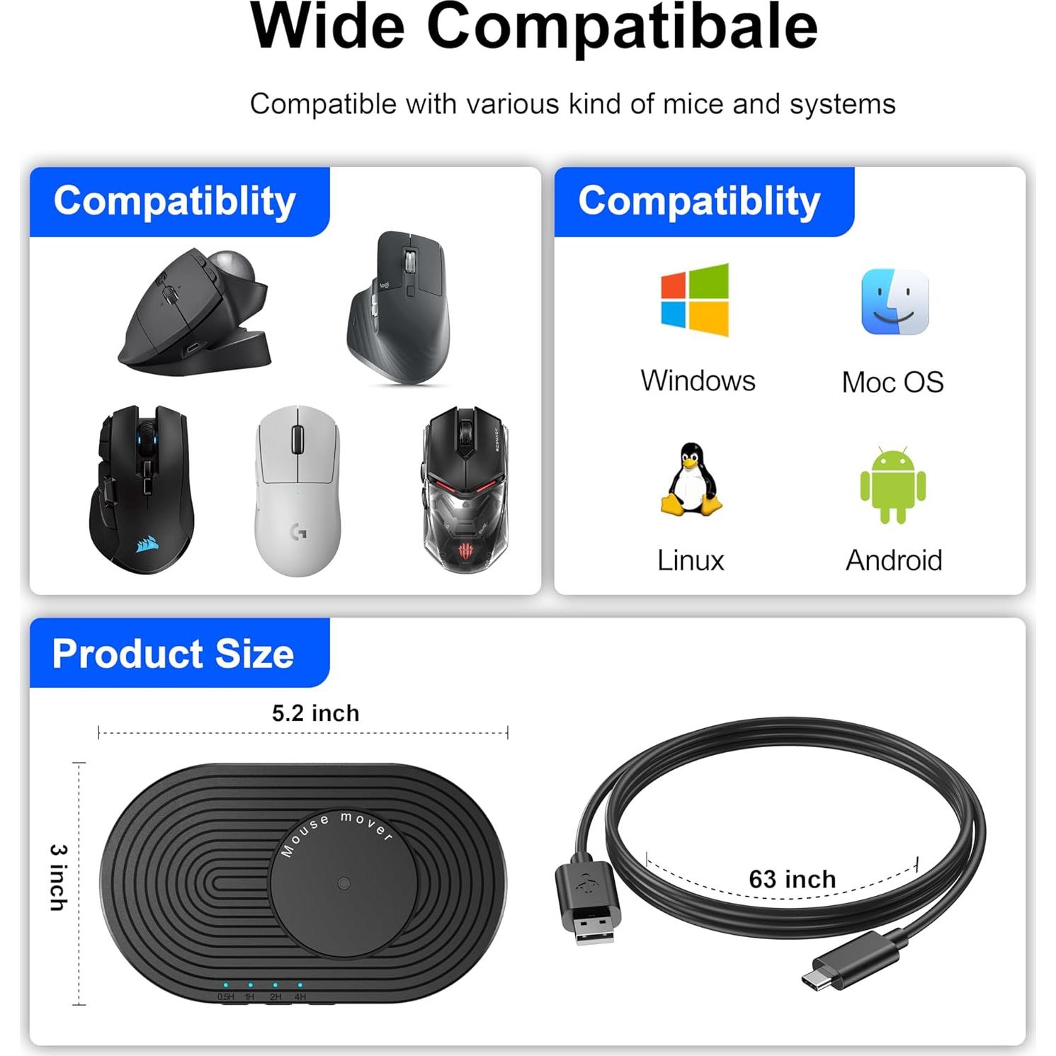 Mouse Jiggler Indetectable VoroDcip con Temporizador y Diseño Silencioso