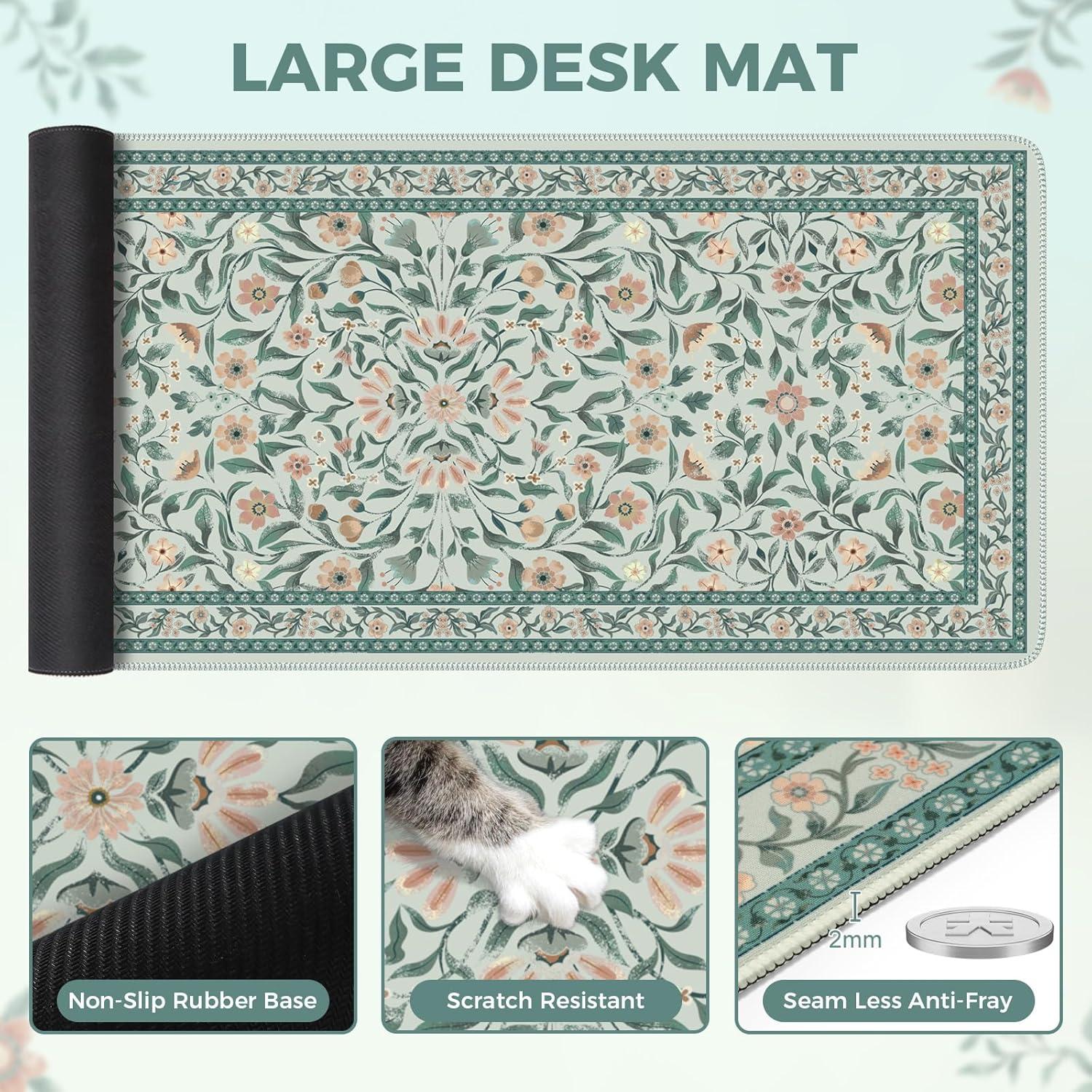 Alfombrilla Grande para Mouse iLeadon Floral Verde 90x40cm