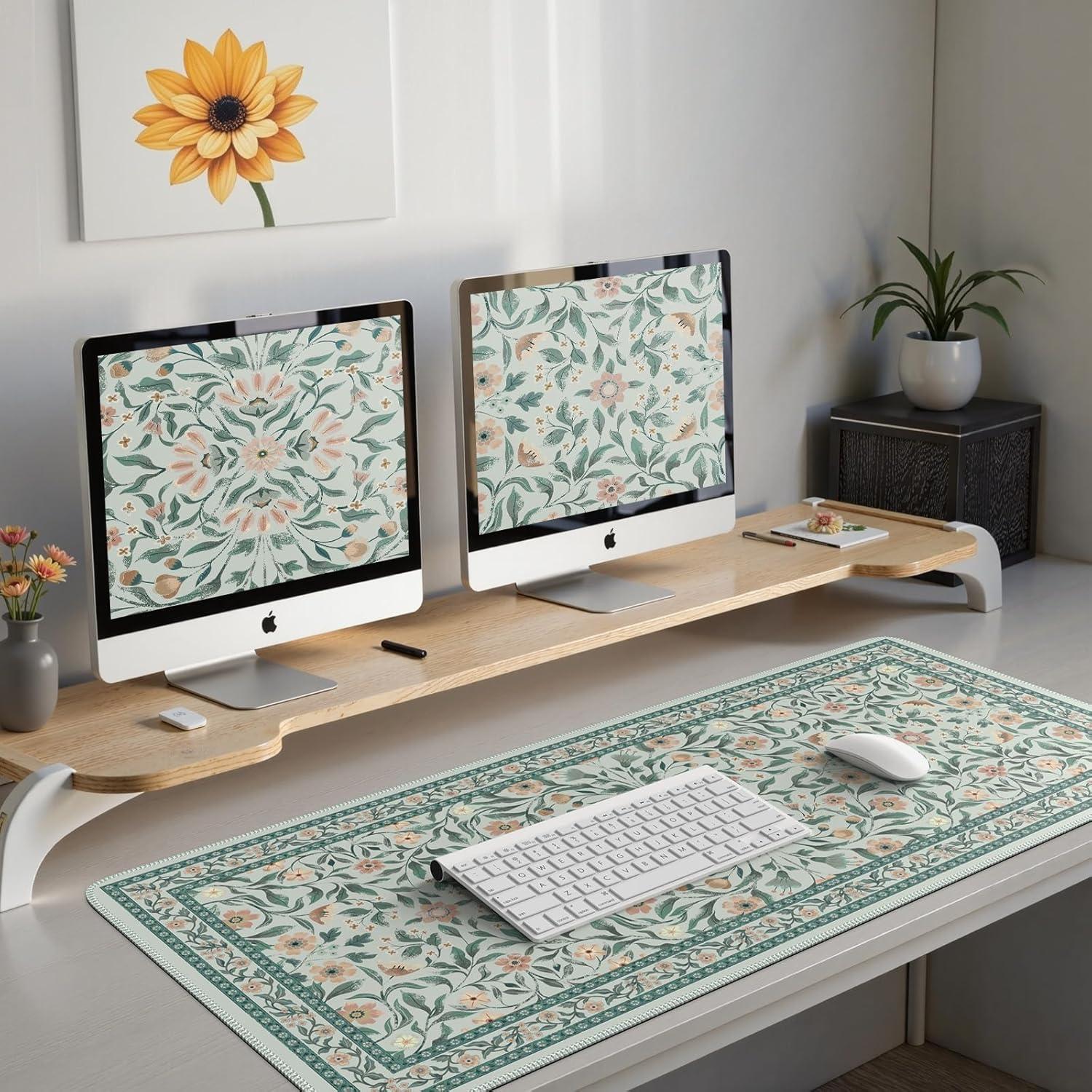 Alfombrilla Grande para Mouse iLeadon Floral Verde 90x40cm