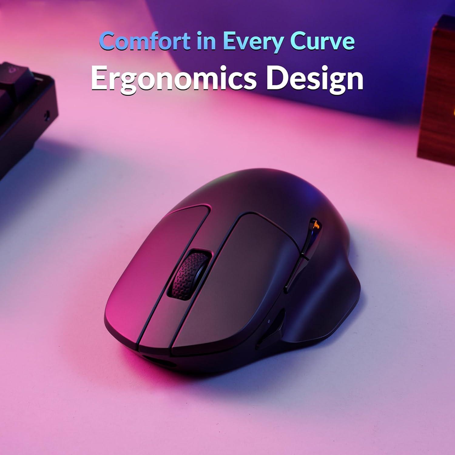 Ratón Inalámbrico Keychron M7 8K, 30K DPI, Ergonómico, Negro