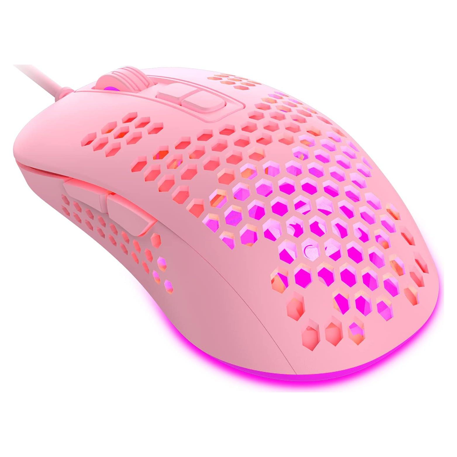 Ratón para Juegos con Cable LexonElec Rosa 2400 DPI RGB