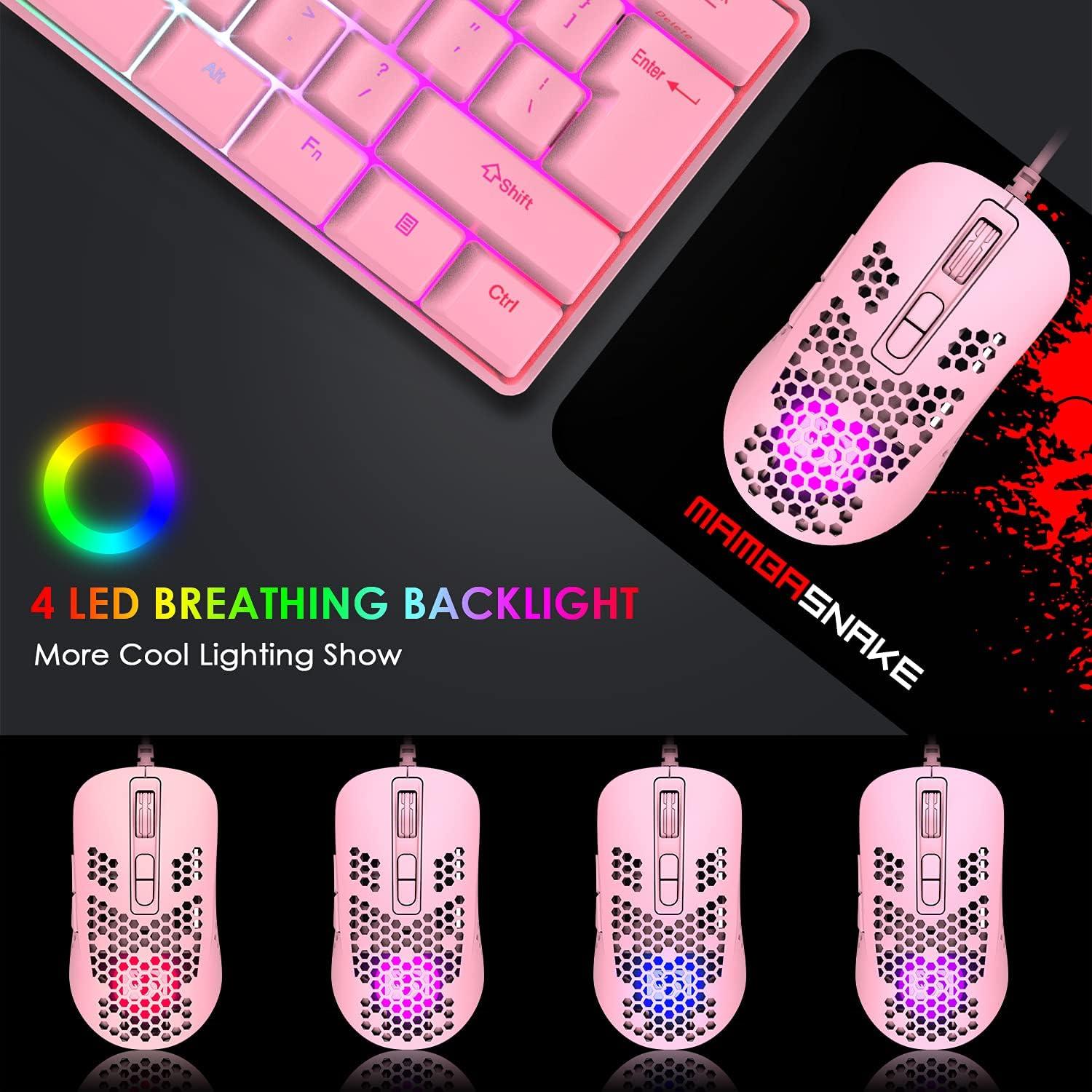 Ratón para Juegos con Cable LexonElec Rosa 2400 DPI RGB
