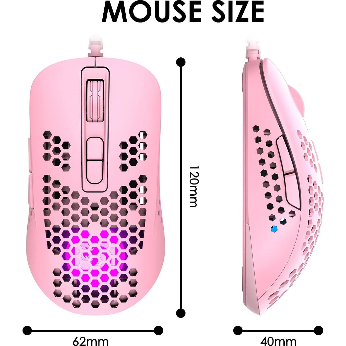 Ratón para Juegos con Cable LexonElec Rosa 2400 DPI RGB