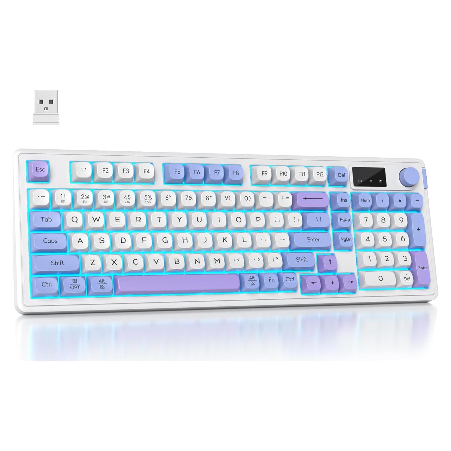 Teclado Inalámbrico RGB Mosptnspg con Pantalla y Perilla Multifuncional